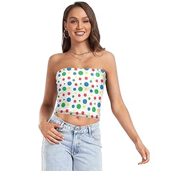 OTVEE Womens Tube Tops Rainbow Polka Dot Strapless Camisole